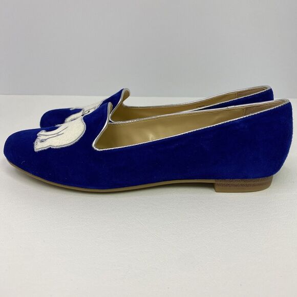 C Wonder Blue Suede Polar Bear Flats Size 6W - Picture 6 of 12